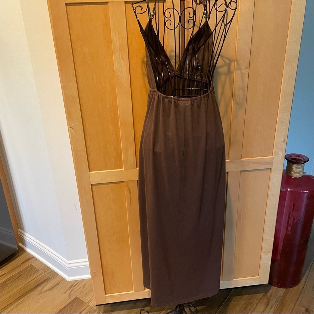Faded Glory brown summer halter Dress size Medium - Picture 6 of 8